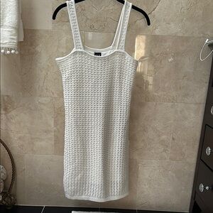 GAP White Sheath Midi Dress Square Neck Sleeveless